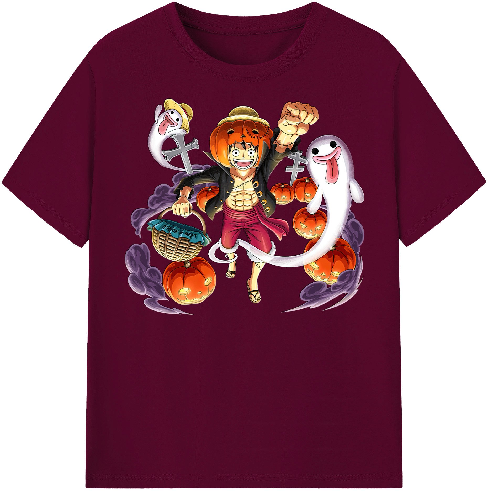 ワンピース モンキー・D・ルフィ ONE PIECE Monkey D. Luffy レディースカジュアルプリントTシャツ（綿100％）